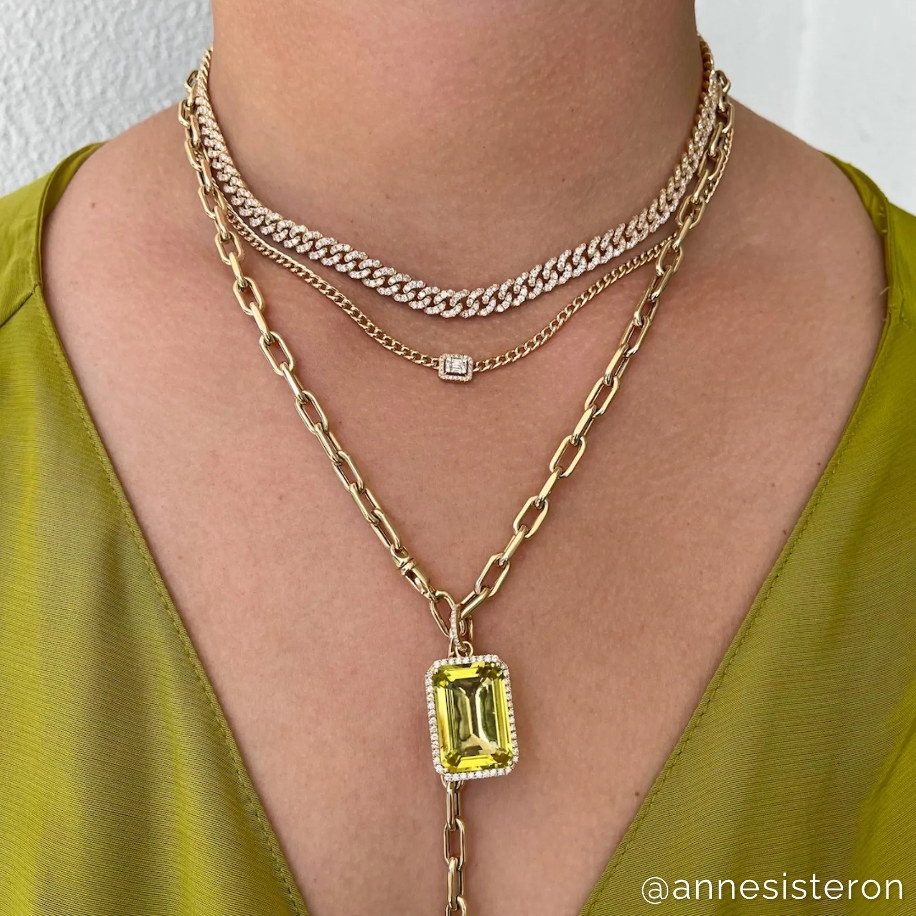 14KT Yellow Gold Diamond Sydney Chain Link Necklace