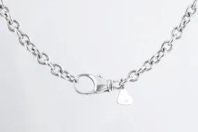 17" Harlene Korey Kalibre 925 Silver Heart Tag Necklace (51.20g.)