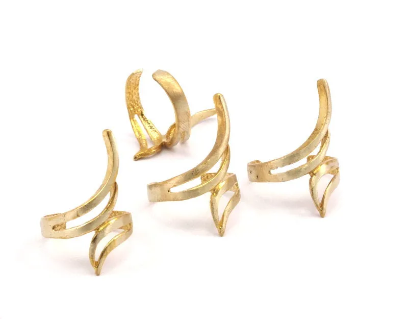 2 Raw Brass Adjustable Rings N0038