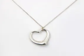 30" Tiffany & Co. 925 Silver Elsa Peretti Open Heart Necklace (17.08g.)