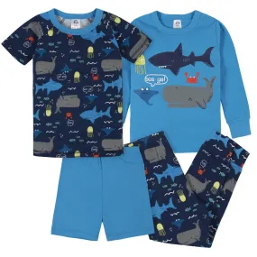 4-Piece Boys Sea Snug Fit Cotton Pajamas