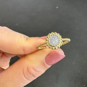 9ct Yellow Gold Diamond Pave Halo Ring