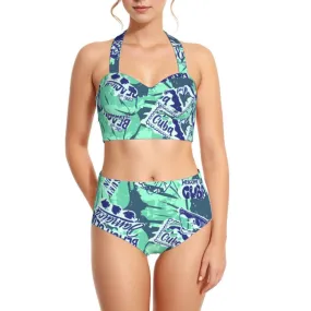 Beach Club Women's Swimsuit Set With Halter