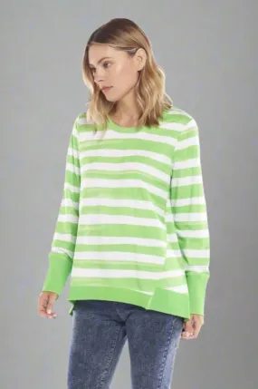 Betty Basics Dolly Sweater in Parakeet Brushstroke Stripe