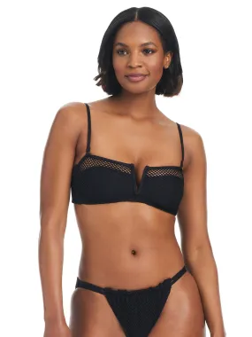 Double Trouble V-Wire Bandeau Bikini Top Black