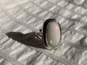 Ethiopian Welo Opal Ansley Ring - Long Rectangle (US 6.5)