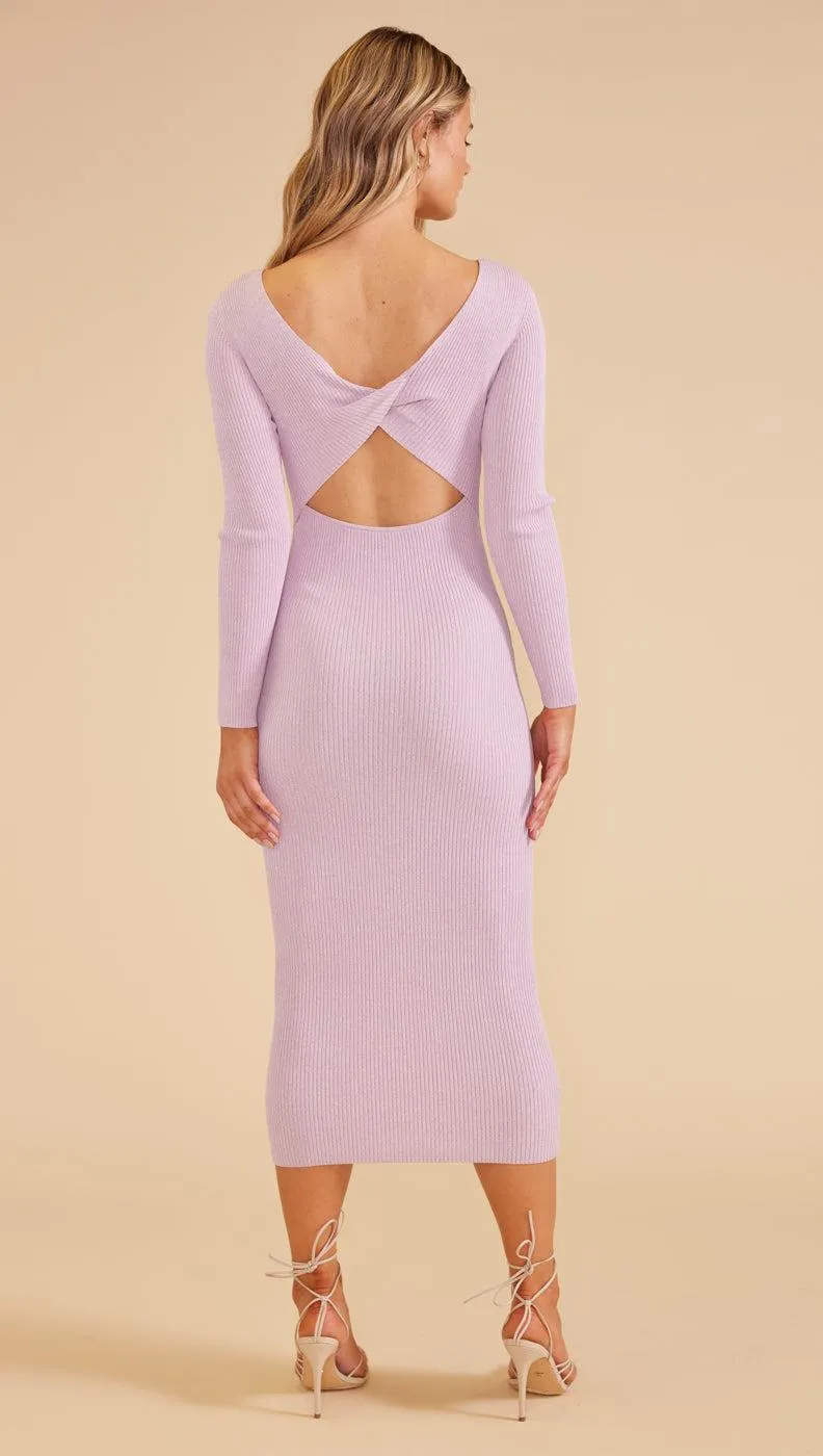 Fresco Twist Back Knit Dress Lavender