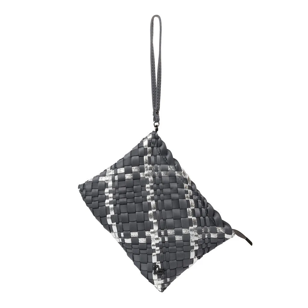 London Large Woven Tote - Charcoal & Silver