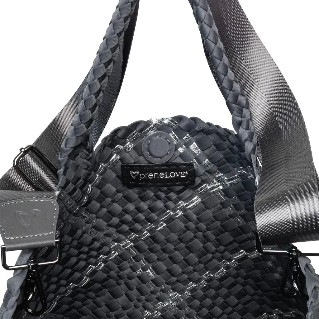 London Large Woven Tote - Charcoal & Silver