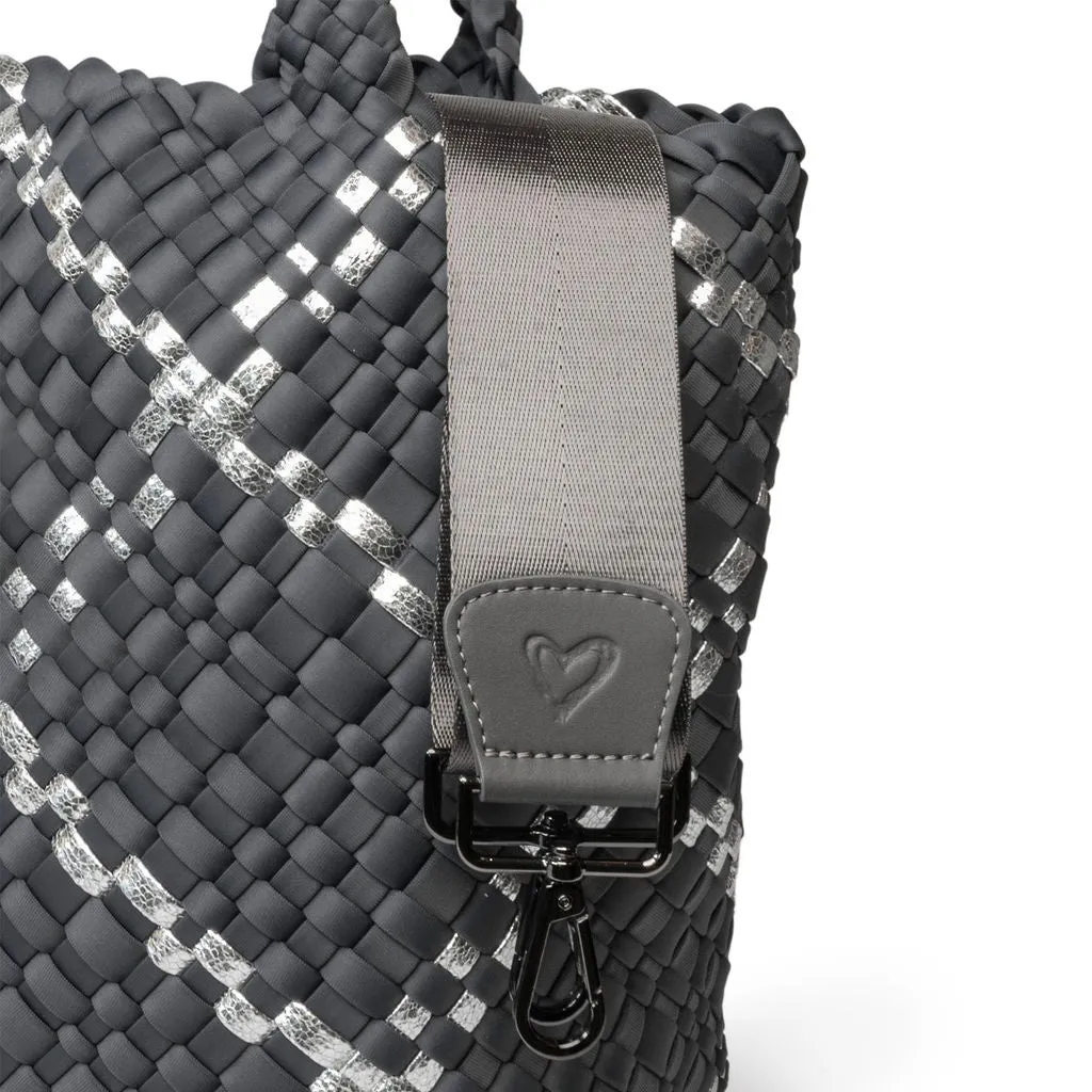 London Large Woven Tote - Charcoal & Silver