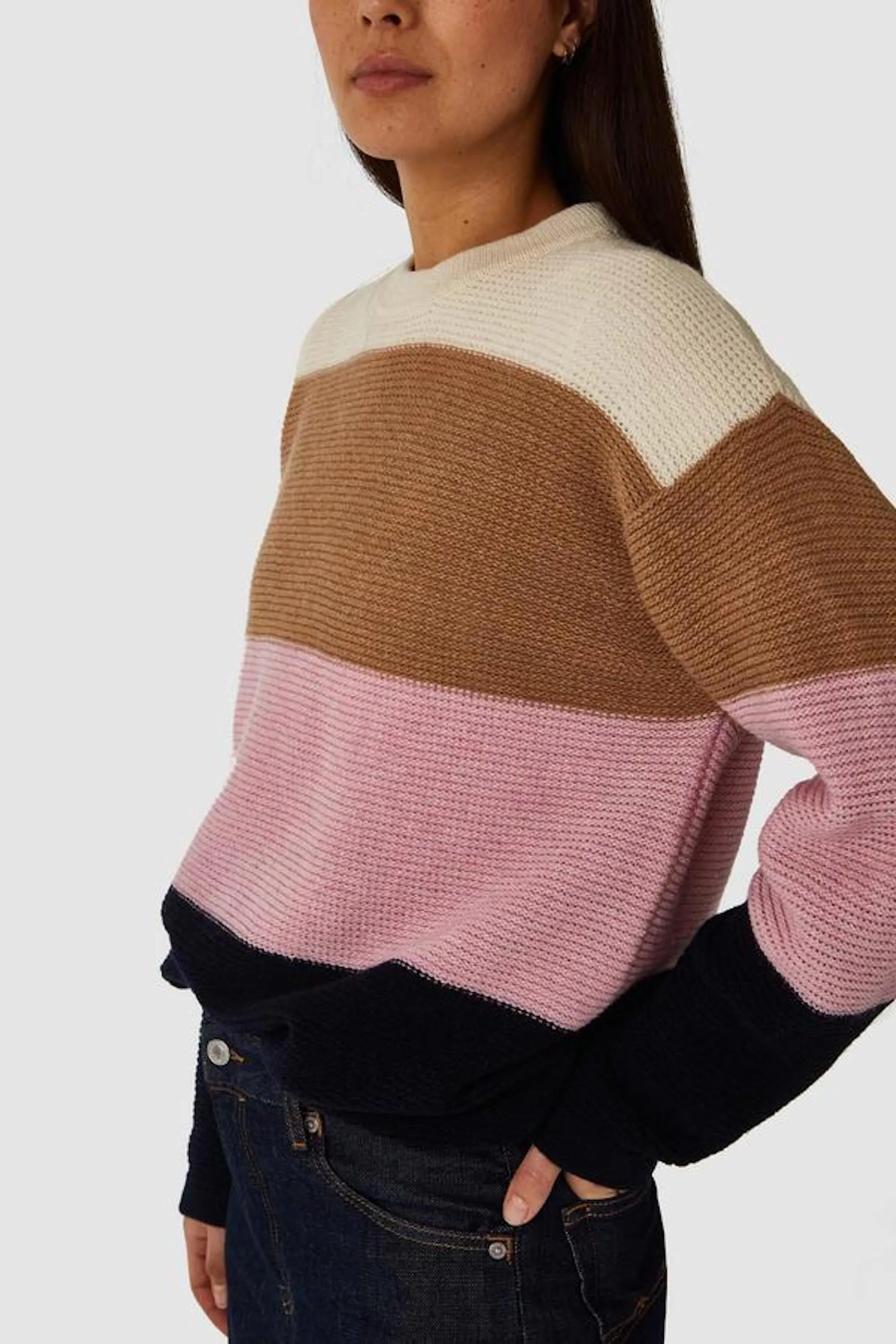 may sweater bold stripe pink