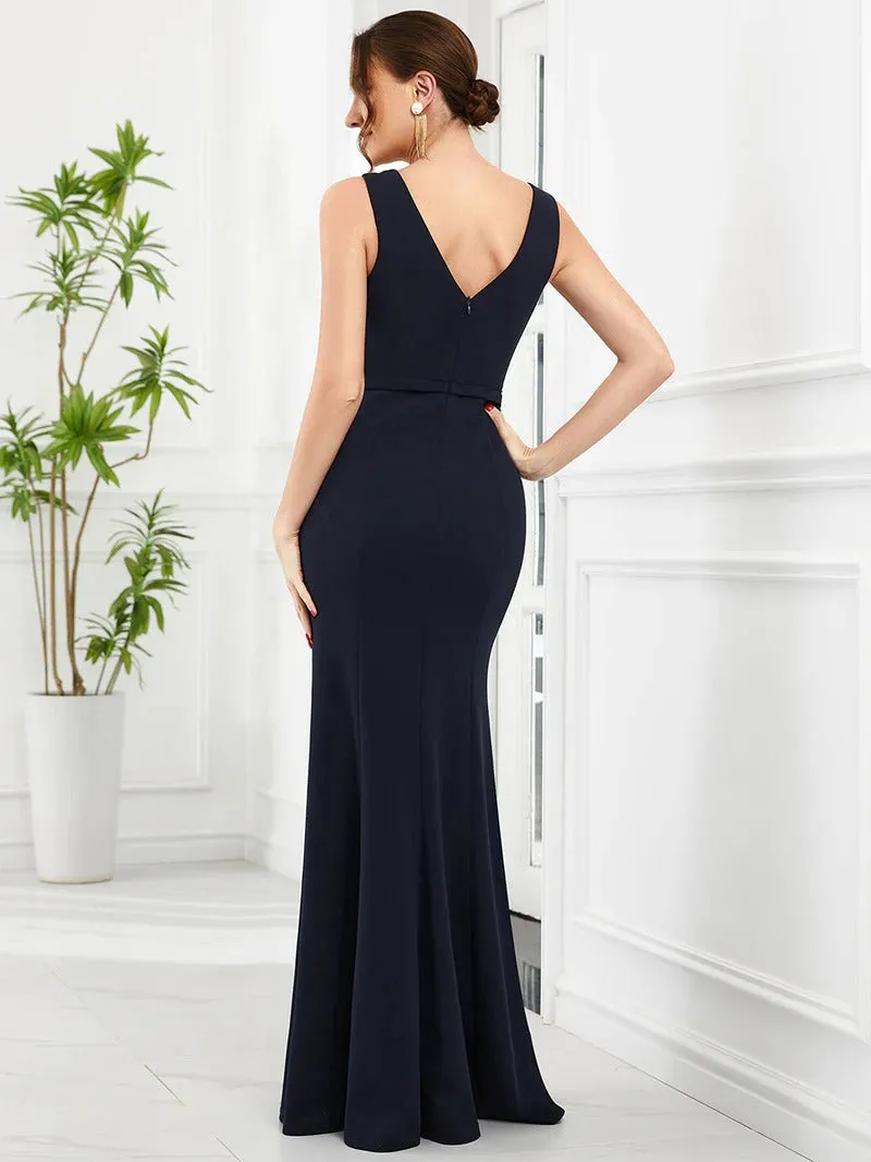 Sexy Fishtail Sleeveless Deep V Neck Sale Evening Dresses