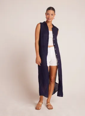 Side Slit Duster Dress - Tropic Navy